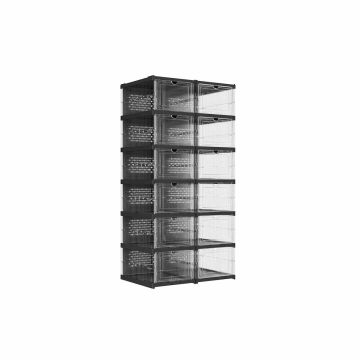 Комплект из 2 прозрачных тумб для обуви 35,5x51,2x105 см., черные