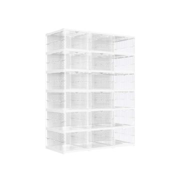 Комплект из 3 прозрачных тумб для обуви 35,5x76,5x105см., белые