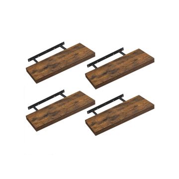 Комплект из 4 полок 20x60x3,8 см, черно-коричневый