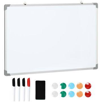 Magnetic board, 4 markers, 10 magnets, White, 90 × 1.8 × 60 cm