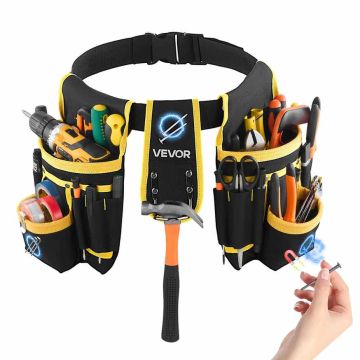 Magnetic tool belt VEVOR GH002, 28 pockets, removable bag, 1193 × 300 × 40 mm