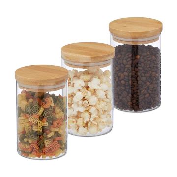 Maisto laikymo indeliai Relaxdays 10039490.0, 3 vnt., 800 ml, Ø 10 × 15 cm