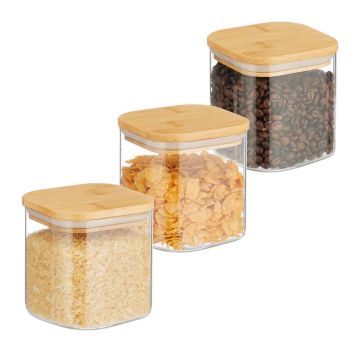 Maisto laikymo indeliai Relaxdays 10043243.0, 3 vnt., 600 ml, 10 × 10,5 × 10 cm