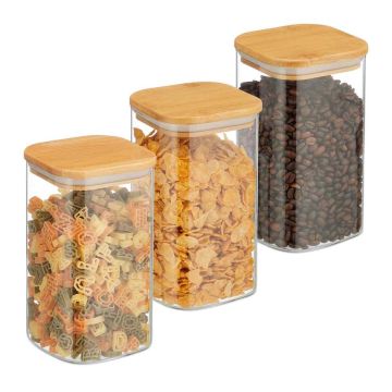 Maisto saugojimo indai Relaxdays, 3 vnt., 1200 ml, 10 × 17,5 × 10 cm