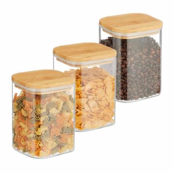 Maisto saugojimo indai Relaxdays, 3 vnt., 900 ml, 10 × 13,5 × 10 cm
