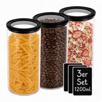 Maisto saugojimo indelių rinkinys Relaxdays 10053656.0, 3 vnt., po 1200 ml, Ø 10 × 18 cm