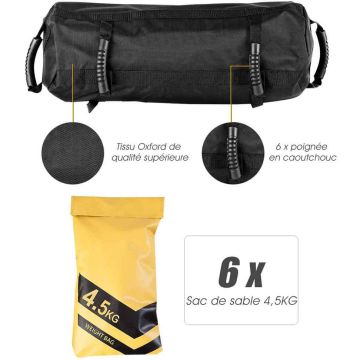 Gym bag, 6 weight inserts, yellow and black, 60 × 23 × 23 cm