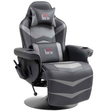 Massage gaming chair, with footrest, Grey, 78 × 111.5 × 80 cm