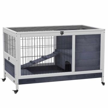 Клетка для мелких животных PawHut 90x53x59 см, бело-серая.