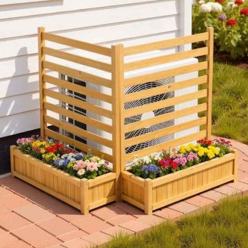 Wooden privacy fence VEVOR SS002, 2 lattice panels, 91.4 × 114.3 cm