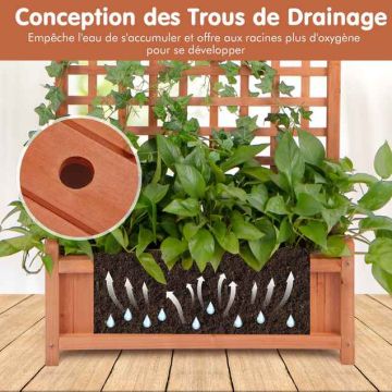 Wooden planter, 75 × 33 × 183 cm