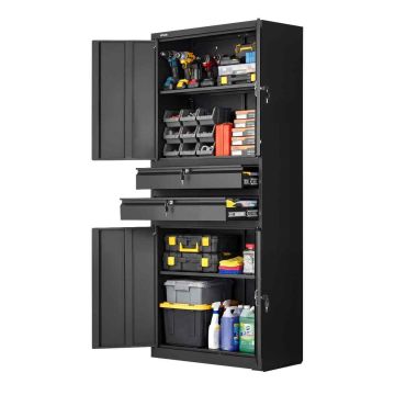 Metal storage cabinet VEVOR CB02, 4 doors, 2 drawers, 76 × 180 × 38 cm