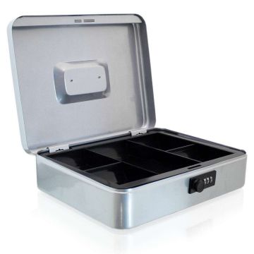 Metal money box Bituxx, 5 slots, gray, 30 × 24 × 9 cm