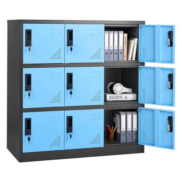 Metal cabinet VEVOR W124P2507012, 9 doors, Black, 90 × 94 × 45 cm
