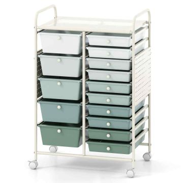 Metal organizer, 15 drawers, Green, 63.5 × 87.63 × 36.83 cm