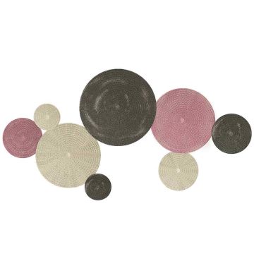 Metal wall decor, set of 8 discs, 110 × 58 × 7 cm