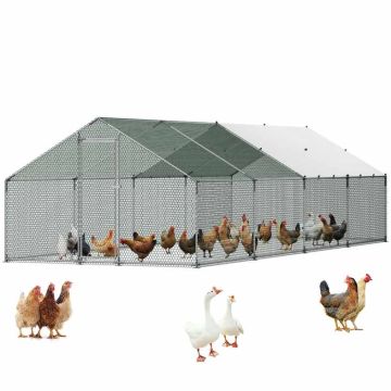 Metal chicken coop enclosure VEVOR JD382, 3 × 8 × 2 m