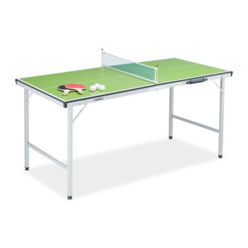 Midi stalo teniso stalas Relaxdays 10039448.0, Su tinklu, 2 raketėmis ir 3 kamuoliukais, 150 × 70 × 70 cm