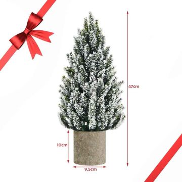 Mini artificial table Christmas tree, 170 branches and 14 pine cones, Ø 9.5 × 47 cm