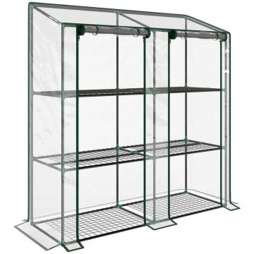 Mini greenhouse, 3 tiers, 6 shelves, 143 × 46 × 141/151 cm