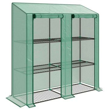 Mini greenhouse, 3 tiers, 6 shelves, 143 × 46 × 141/151 cm