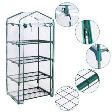 Mini šiltnamis, 4 lentynos, 68,58 × 48,26 × 160,02 cm