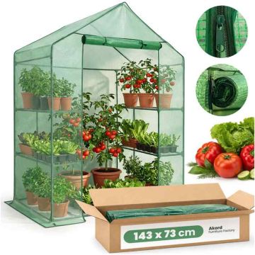 Mini greenhouse, with shelves, 143 × 195 × 73 cm