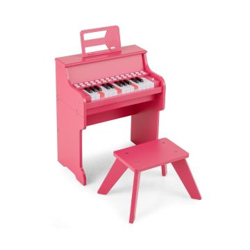 Mini skaitmeninis pianinas, 25 klavišai, su taburete, Rožinis, 38 × 24 × 47 cm