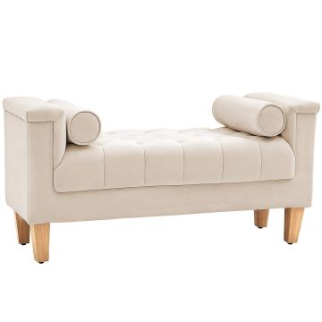 Мягкая скамья Homcom 115x44x58см, песочного/светло-коричневого цвета