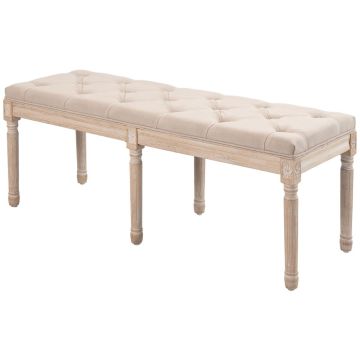 Мягкая скамья Homcom 117x40x48см, белый/кремовый