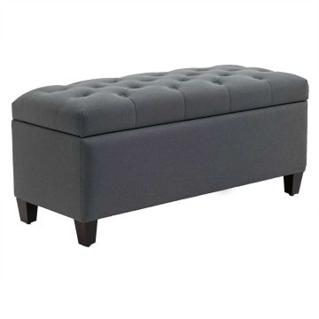 Мягкая скамья с ящиком для хранения Homcom 100x40x44 см, тёмно-серый/чёрный