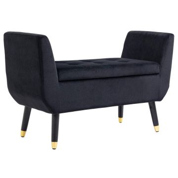 Мягкий пуфик с ящиком Homcom 107x42x65см, черно/золотой цвет