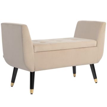 Мягкая скамья с ящиком Homcom 107x42x65см, песочного/черного цвета