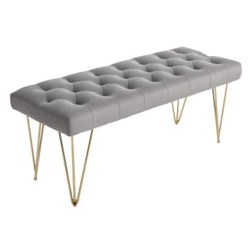 Мягкая скамья с коробом для хранения Homcom 116x44,5x49см, серо-золотой цвет