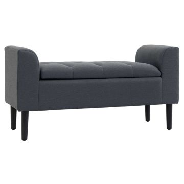 Мягкая скамья с ящиком для хранения Homcom 116x44x58см, темно-серый/черный