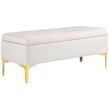 Мягкий пуфик с коробом Homcom 120x44x44,5см, песочно-золотистого цвета