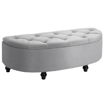 Мягкая скамья с ящиком для хранения Homcom 120x46x42см, серо-черный