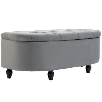 Мягкая скамья с ящиком Homcom 120x46x42 см, темно-серый/черный