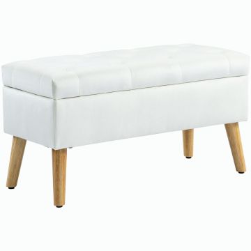 Мягкая скамья с ящиком Homcom 80x35x40см, белый/светло-коричневый цвет