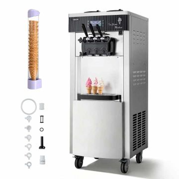 Аппарат для мягкого мороженого VEVOR YKF-8228H, коммерческий, 3 вкуса, 2 × 6 л, 535 × 710 × 1360 мм