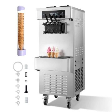 Soft ice cream machine VEVOR YKF-9236, 3 flavors, 54 × 70 × 144 cm