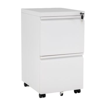 Mobile office stand, 2 drawers, White, 44 × 67 × 37 cm