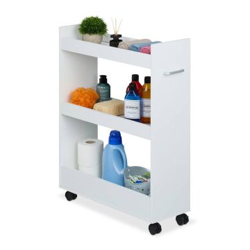 Mobilus lentynų vežimėlis Relaxdays, 3 lentynos, balta, 21,5 × 78 × 63 cm