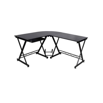 Modernus kampinis stalas 150x138x75cm., juodos spalvos