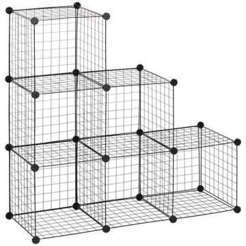 Modulinė batų lentyna Homcom 109x37x109cm., juodos spalvos