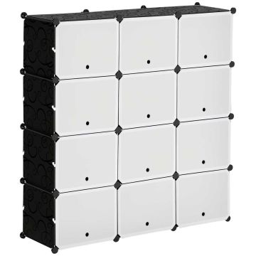 Modulinė batų spinta Homcom 125x32x125cm., juodos/baltos spalvos
