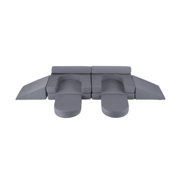 Modulinė vaikiška žaidimų sofa, 10 dalių, Mėlyna/pilka/smėlio, 247 × 35 × 124 cm