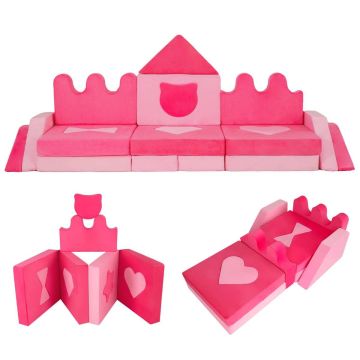 Modulinė vaikų žaidimų sofa, 14 dalių, 251 × 66 × 96 cm
