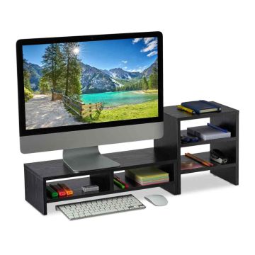 Monitoriaus stovas Relaxdays 10039880.0, 1 pagrindinis ir 2 maži skyreliai, 75,5 × 28 × 20 cm