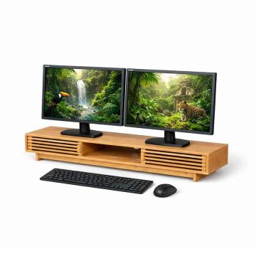Monitoriaus stovas Relaxdays 10053050_126, dviem monitoriams, 96,5 × 14 × 24,5 cm